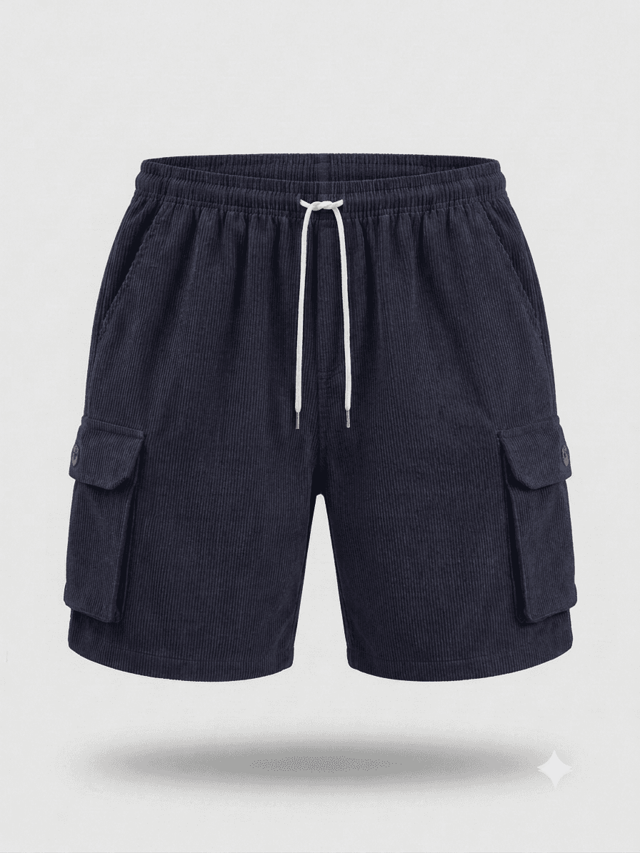 Corduroy Cargo Short warna Navy